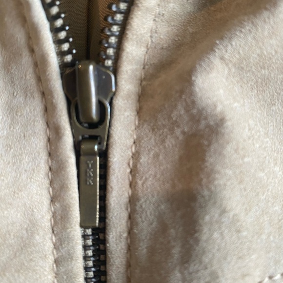 Vintage Suede Zip Front Jacket with Zip Pockets, Buff, Cream, Tan, Fully lined M - Picture 4 of 16